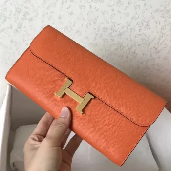 Hermes Orange Epsom Constance Dlouhá Peněženka