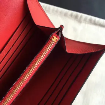 Hermès červená Epsom Constance dlouhá peněženka