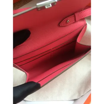 Hermes Růžová rtěnka Clic 16 peněženka s popruhem