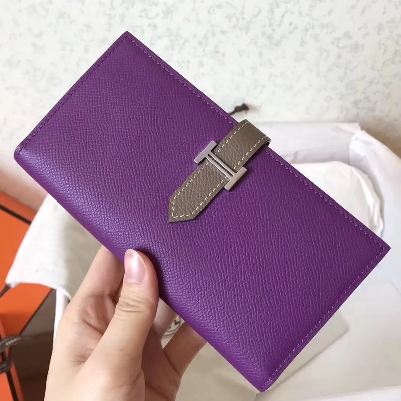 Hermes Bi Color Epsom Bearn Peněženka Ultraviolet/Taupe