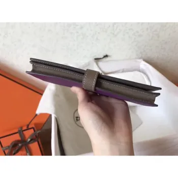 Hermes Bi Color Epsom Bearn Peněženka Ultraviolet/Taupe