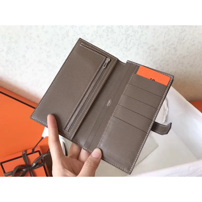 Hermes Bi Color Epsom Bearn Peněženka Ultraviolet/Taupe