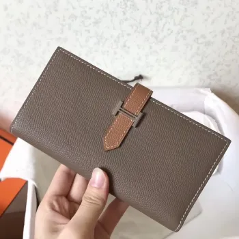 Hermes Bi Color Epsom Bearn Peněženka Taupe/Hnědá