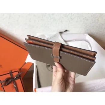 Hermes Bi Color Epsom Bearn Peněženka Taupe/Hnědá