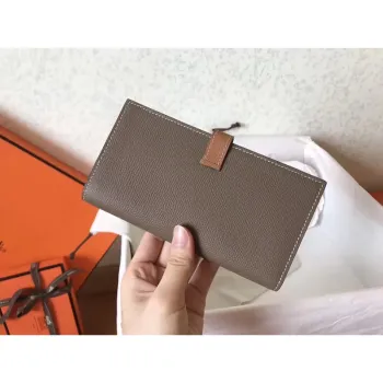 Hermes Bi Color Epsom Bearn Peněženka Taupe/Hnědá