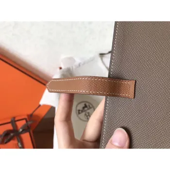 Hermes Bi Color Epsom Bearn Peněženka Taupe/Hnědá