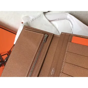 Hermes Bi Color Epsom Bearn Peněženka Taupe/Hnědá