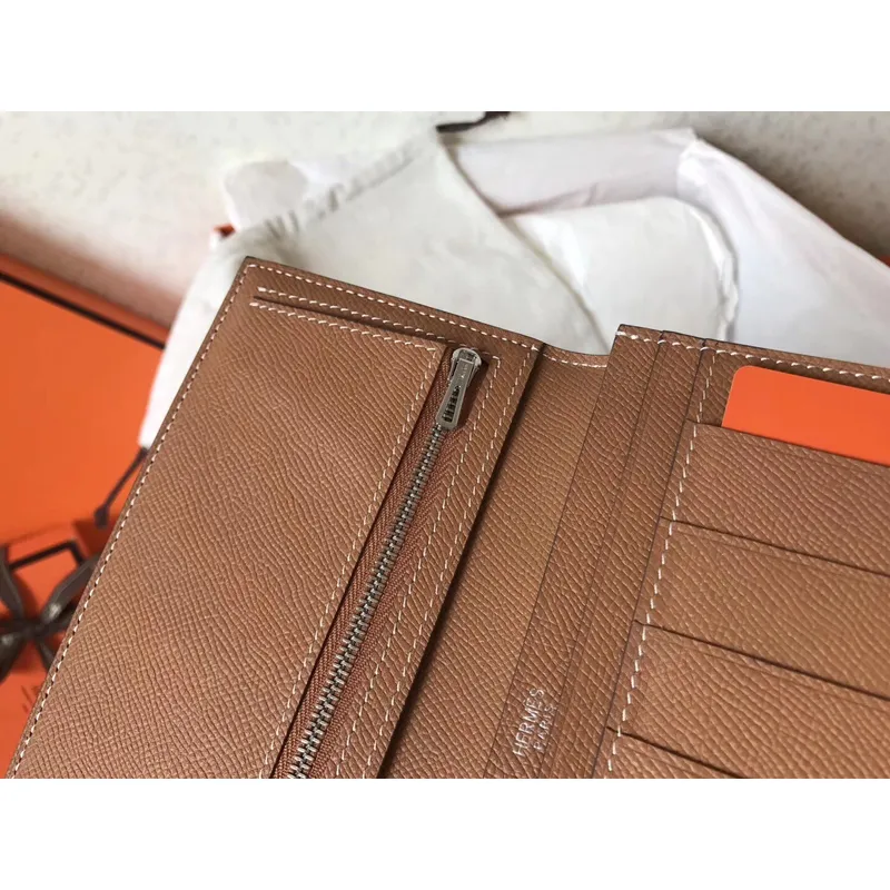 Hermes Bi Color Epsom Bearn Peněženka Taupe/Hnědá
