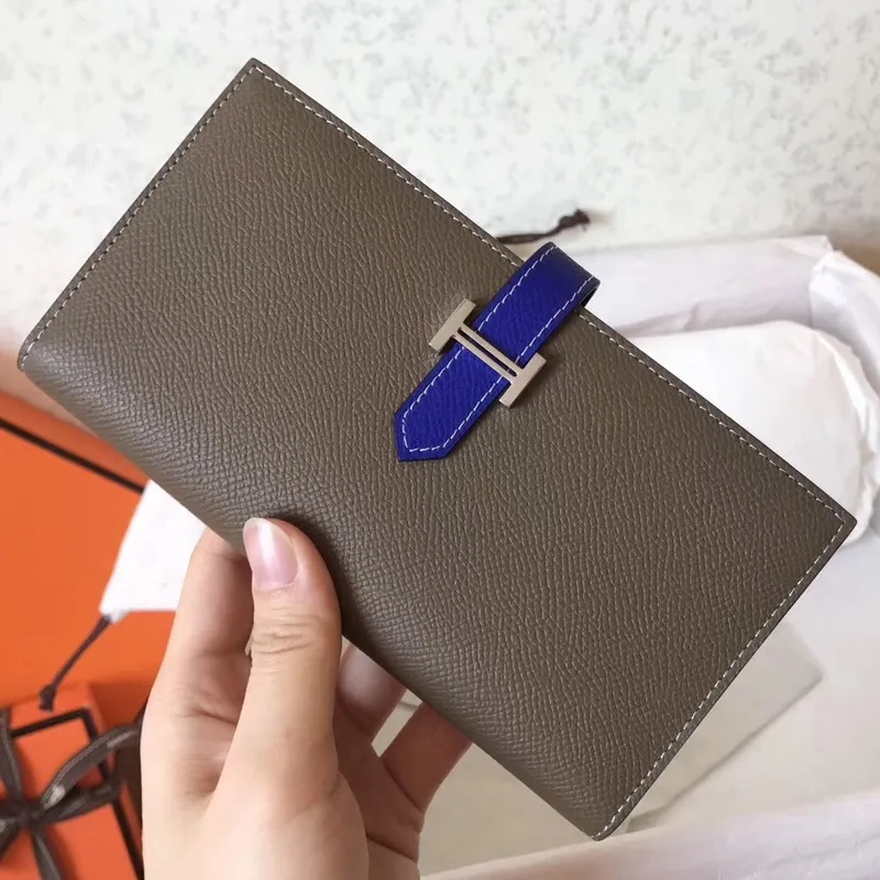 Hermes Bi Color Epsom Bearn Peněženka Taupe/Electric Blue