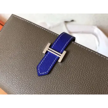 Hermes Bi Color Epsom Bearn Peněženka Taupe/Electric Blue