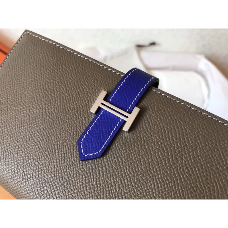 Hermes Bi Color Epsom Bearn Peněženka Taupe/Electric Blue