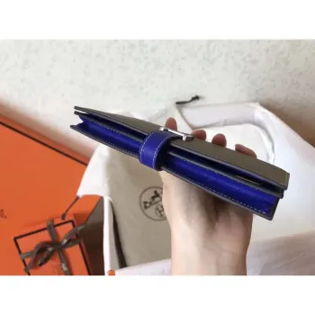 Hermes Bi Color Epsom Bearn Peněženka Taupe/Electric Blue