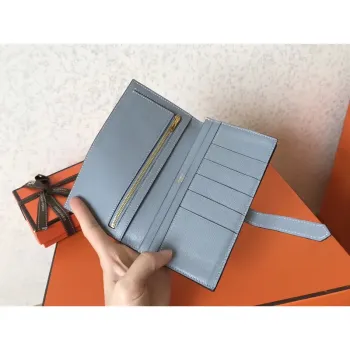 Hermes Bi Color Epsom Bearn Peněženka Soufre/Blue Lin