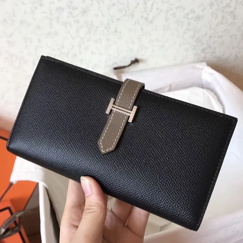 Hermes Bi Color Epsom Bearn Peněženka Černá/Taupe
