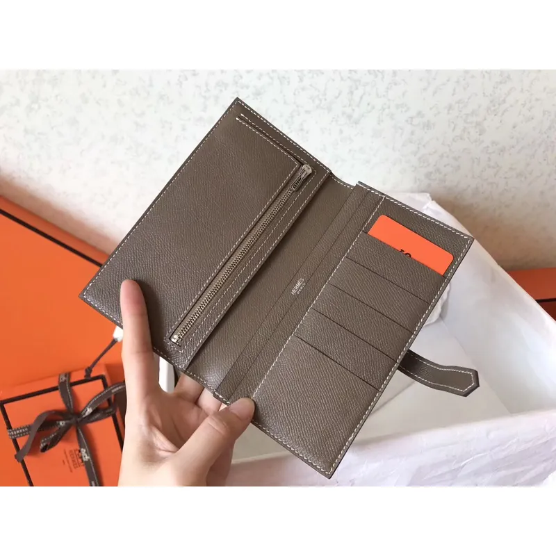 Hermes Bi Color Epsom Bearn Peněženka Černá/Taupe
