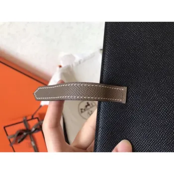 Hermes Bi Color Epsom Bearn Peněženka Černá/Taupe