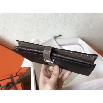 Hermes Bi Color Epsom Bearn Peněženka Černá/Taupe