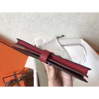 Hermes Bi Color Epsom Bearn Peněženka Černá/Rubinová