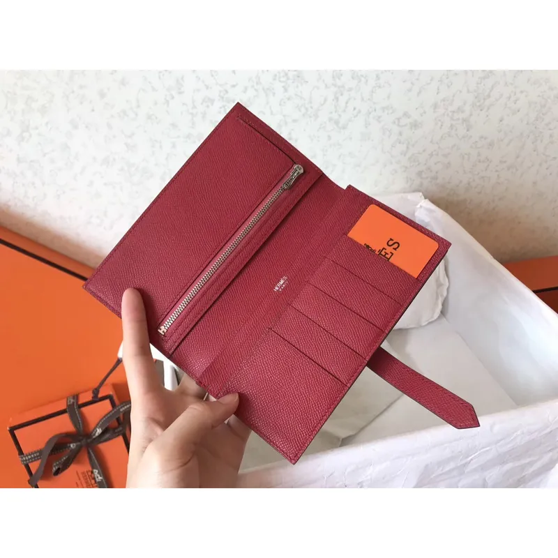 Hermes Bi Color Epsom Bearn Peněženka Černá/Rubinová