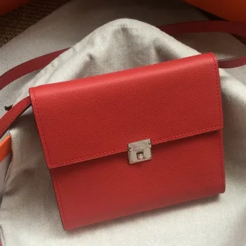 Hermes Red Clic 16 Peněženka s Popruhem