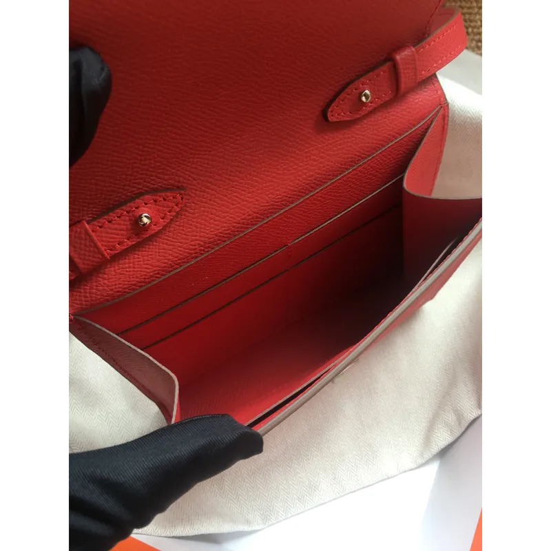 Hermes Red Clic 16 Peněženka s Popruhem