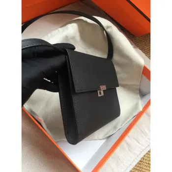 Hermes Black Clic 16 Peněženka s Popruhem