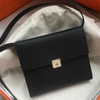 Hermes Black Clic 16 Peněženka s Popruhem