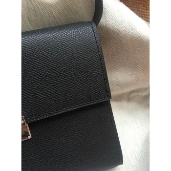 Hermes Black Clic 16 Peněženka s Popruhem