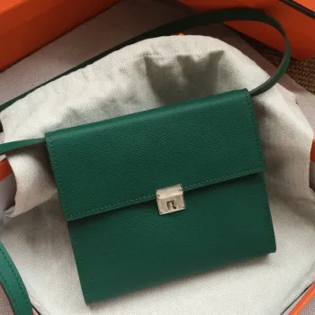 Hermes Green Clic 16 Peněženka s Popruhem