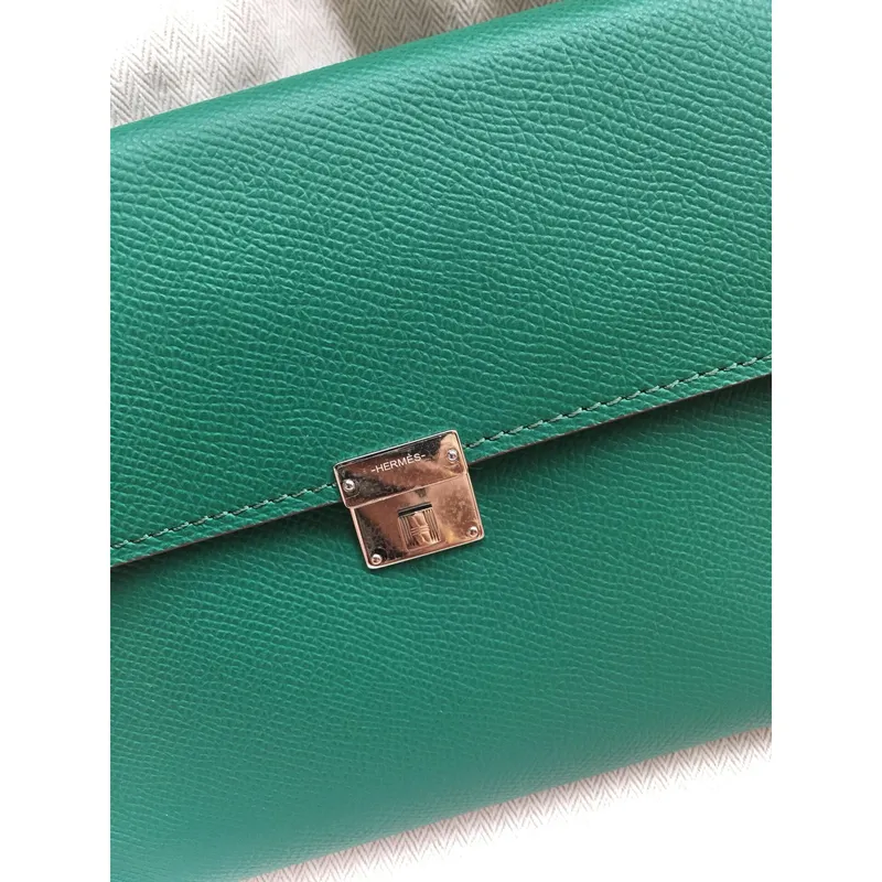 Hermes Green Clic 16 Peněženka s Popruhem