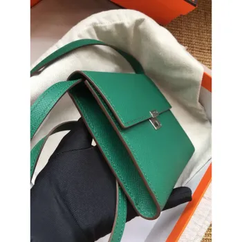 Hermes Green Clic 16 Peněženka s Popruhem