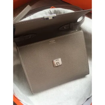 Hermes Grey Clic 16 Peněženka s Popruhem