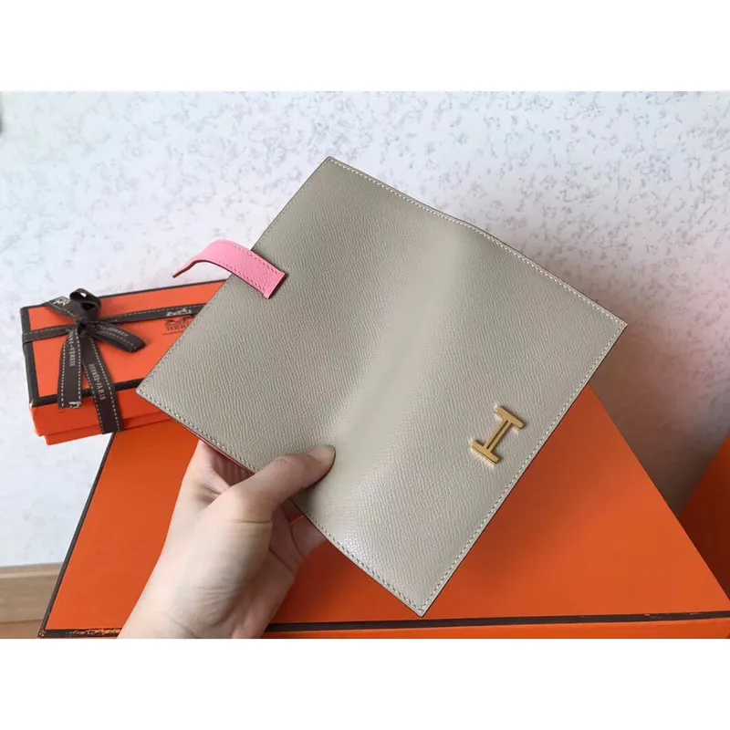 Hermes Bi Color Epsom Bearn Peněženka Šedá/Růžová