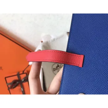 Hermes Bi Color Epsom Bearn Peněženka Elektrická Modrá/Piment