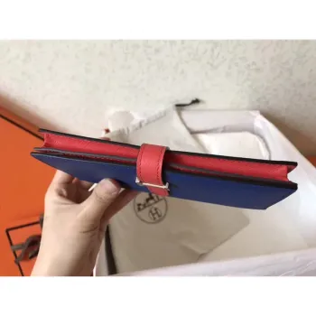 Hermes Bi Color Epsom Bearn Peněženka Elektrická Modrá/Piment