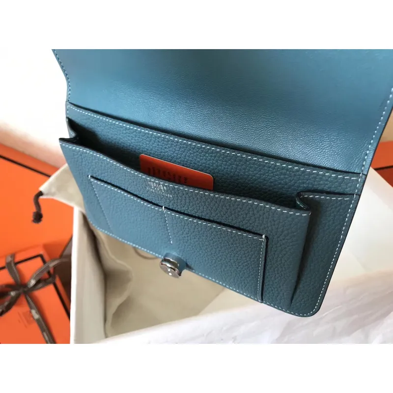 Hermes Bicolor Dogon Duo Peněženka v červené/jean kůži