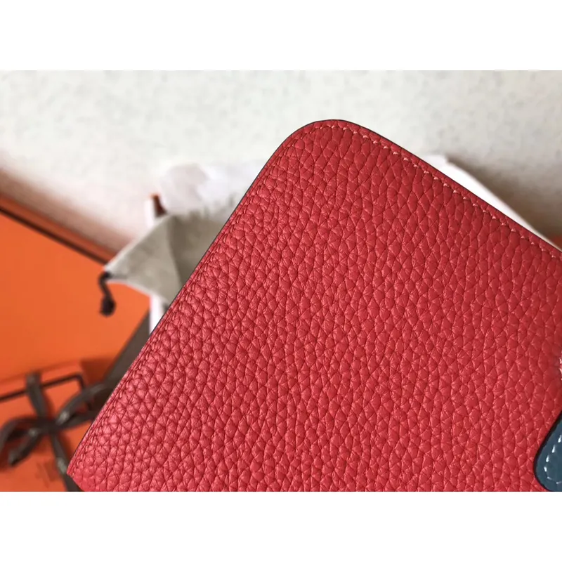 Hermes Bicolor Dogon Duo Peněženka v červené/jean kůži