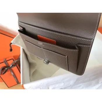 Hermes Bicolor Dogon Duo Peněženka v černé/taupe kůži