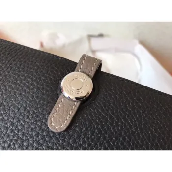 Hermes Bicolor Dogon Duo Peněženka v černé/taupe kůži