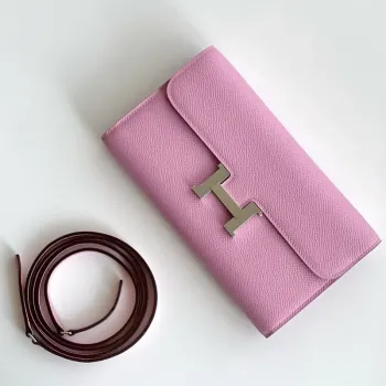 Hermes Constance To Go peněženka v barvě Mauve Sylvestre z telecí kůže Epsom