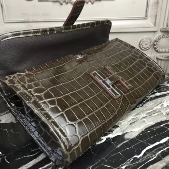 Hermes Jige Elan 29 Kabelka v čokoládové krokodýlí kůži