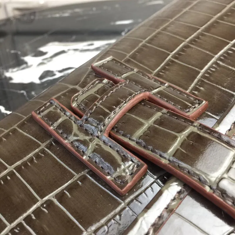 Hermes Jige Elan 29 Kabelka v čokoládové krokodýlí kůži