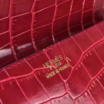 Kabelka Hermes Medor v červené krokodýlí kůži