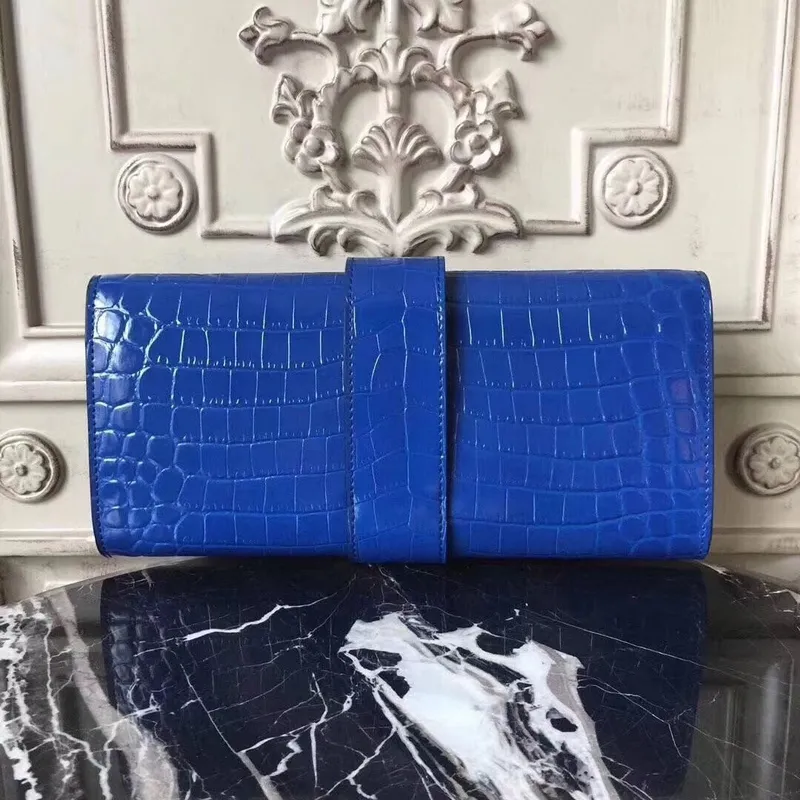 Hermes Medor Clutch Bag v modré krokodýlí kůži