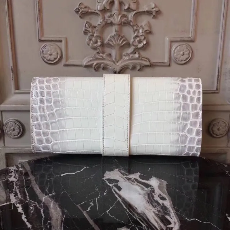 Kabelka Hermes Medor v bílé krokodýlí kůži